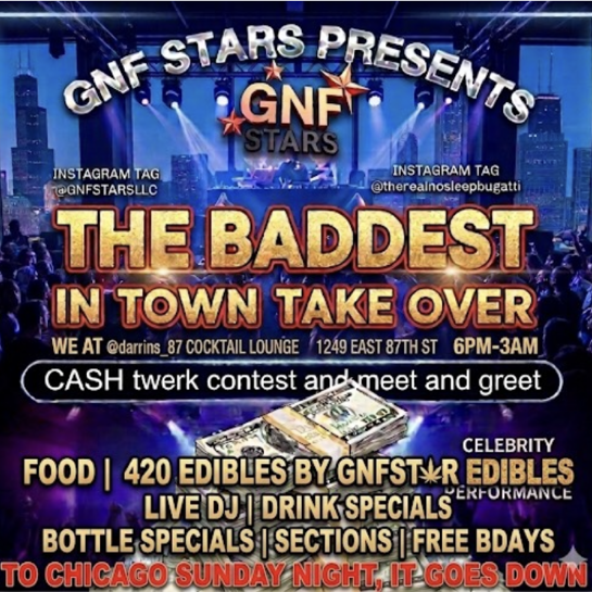 GNF Stars Presents The Baddest In Town Take Over event flyer